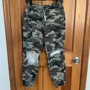 Fashion nova camo distressed joggers
